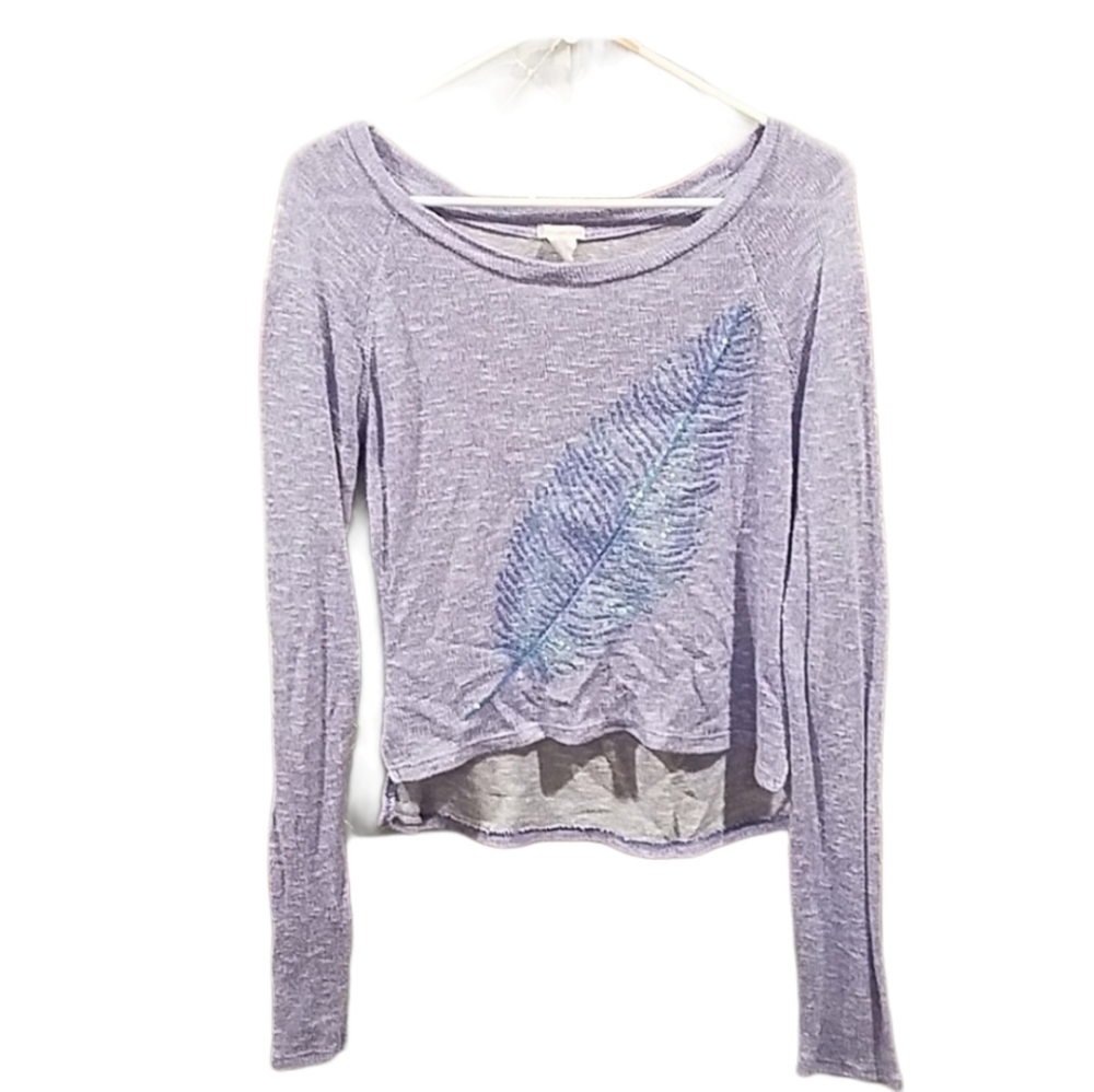 Aeropostale Purple Sweater Leaf Sequin Size Junior's Medium